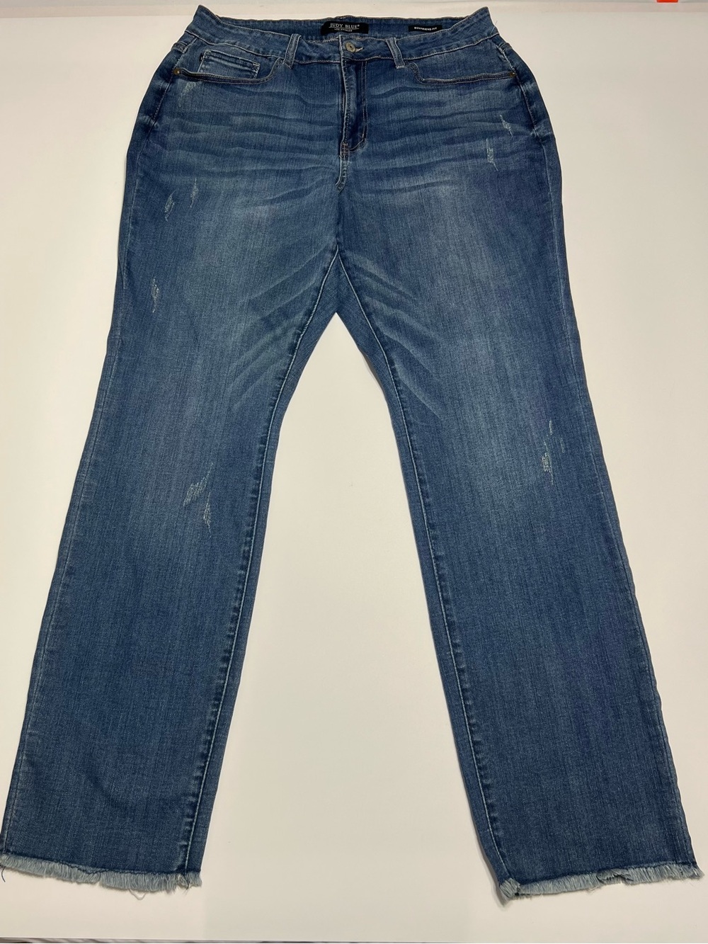 Judy Blue 18W Boyfriend Fit Jeans Raw Hem Distressed Stretch
